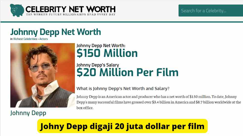 Penghasilan Artis Johny Depp