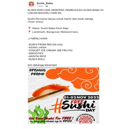 Contoh Promosi Makanan Sushi Di Facebook