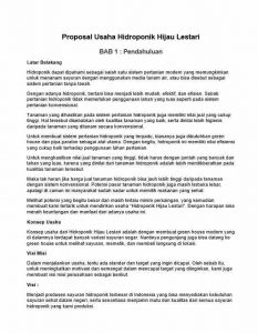 Contoh Proposal Usaha Hidroponik (Download DOC / PDF)