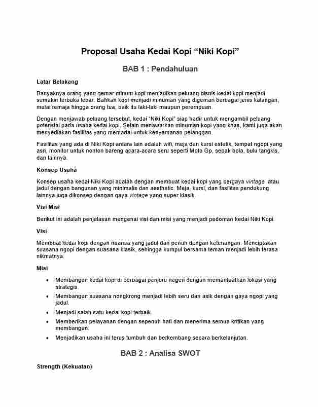 Proposal Usaha Kedai Kopi 1
