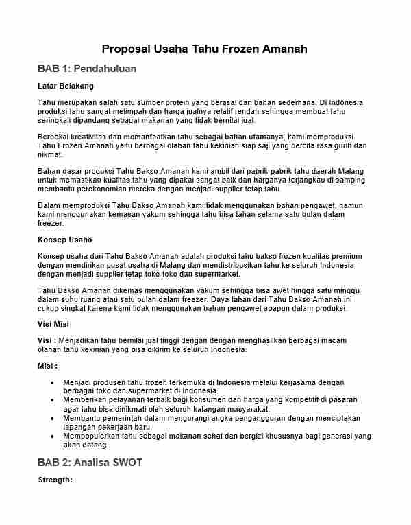 Proposal Usaha Tahu