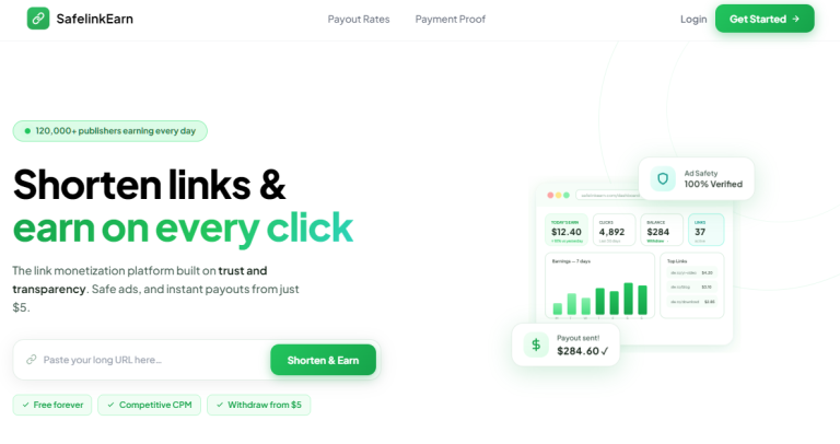 SafelinkEarn.com: Pemendek Link Penghasil Uang CPM Tinggi & Terbukti Membayar
